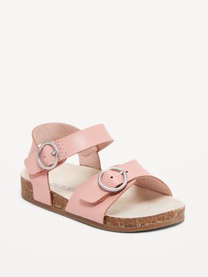 Faux-Leather Buckled Strap Sandals for Baby - pink