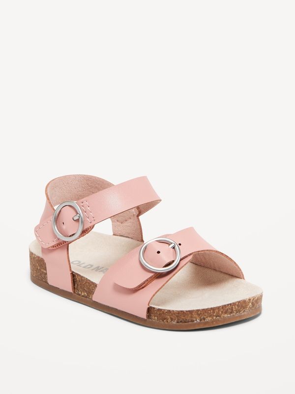 Faux-Leather Buckled Strap Sandals for Baby - pink