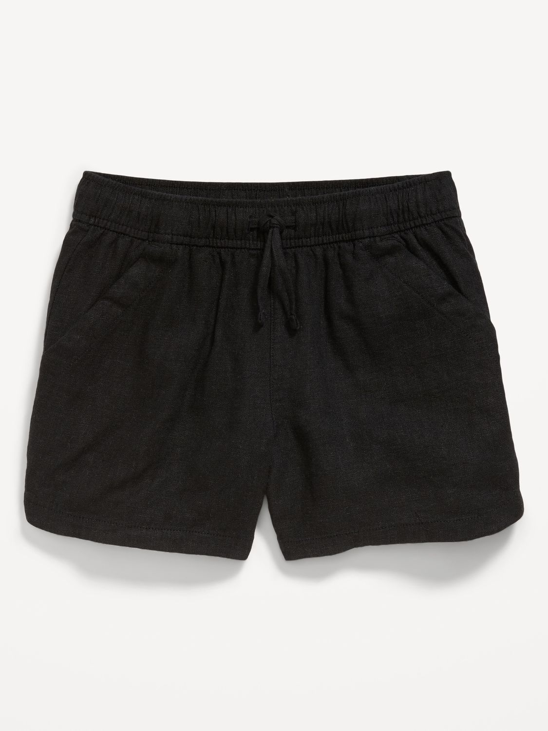 Linen-Blend Drawstring Shorts for Girls - Black