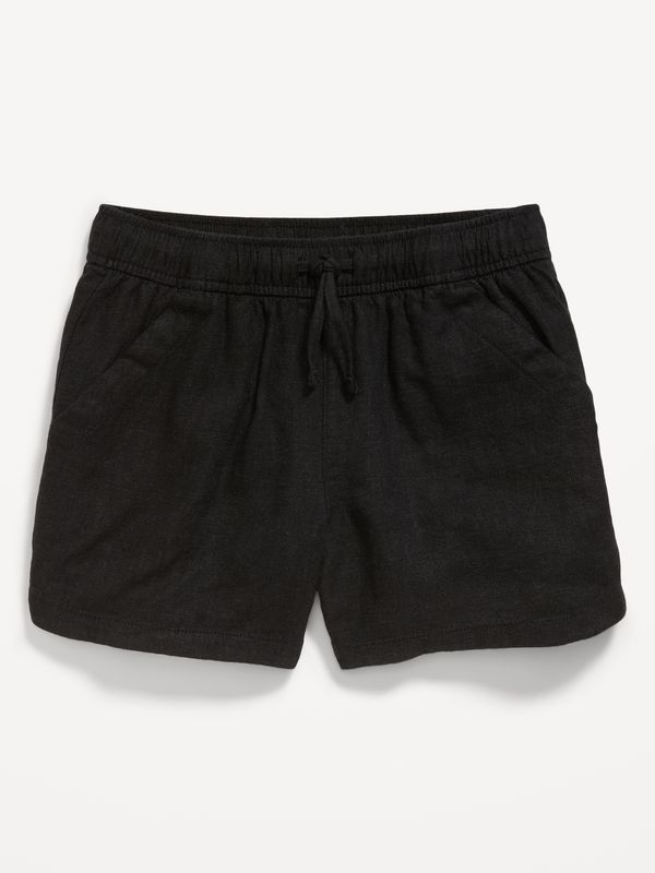 Linen-Blend Drawstring Shorts for Girls - Black