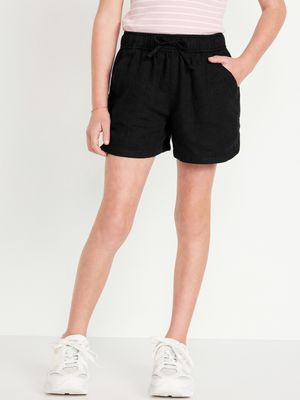 Linen-Blend Drawstring Shorts for Girls - Black