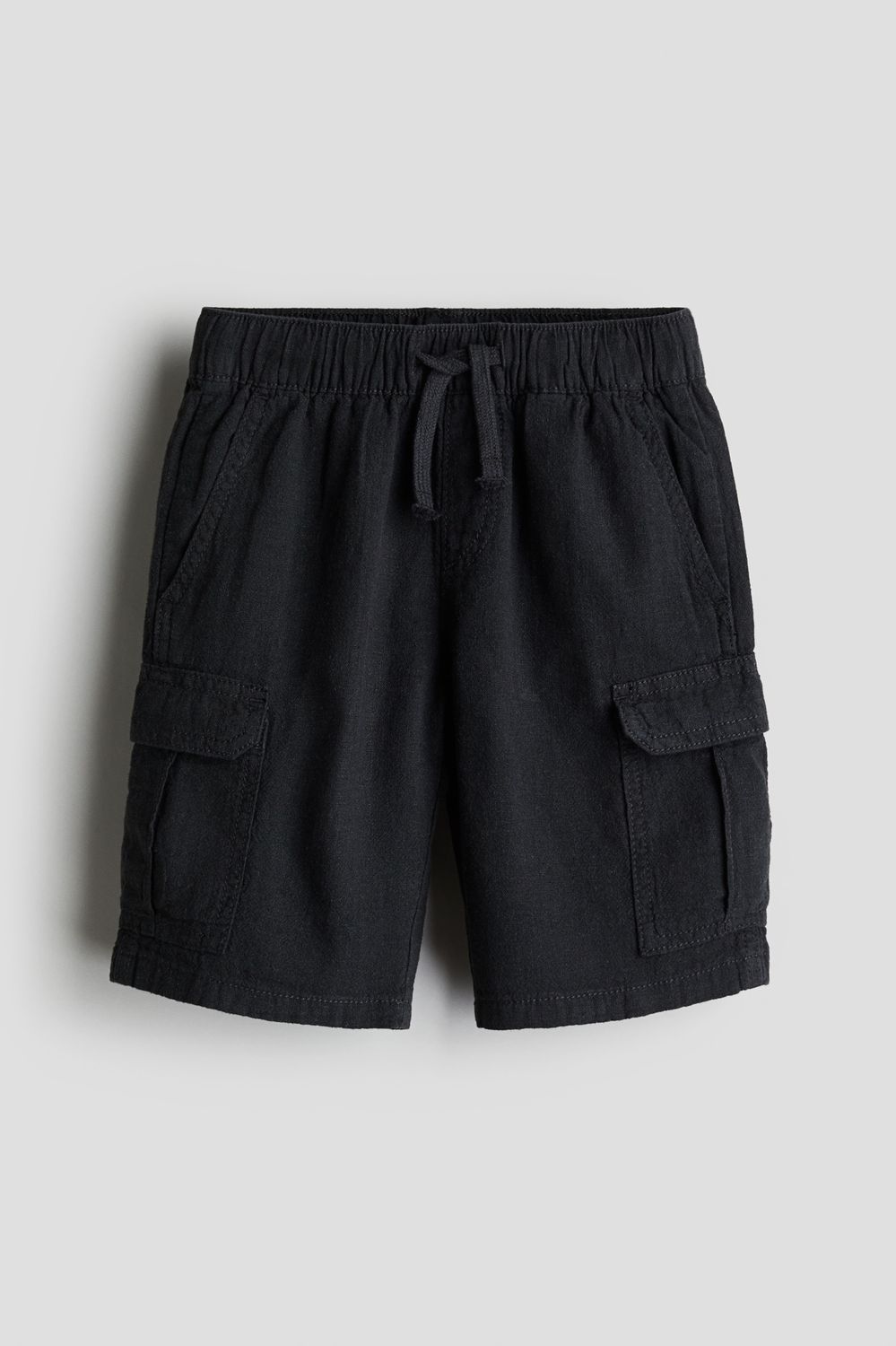 Linen-blend Cargo Shorts - Black