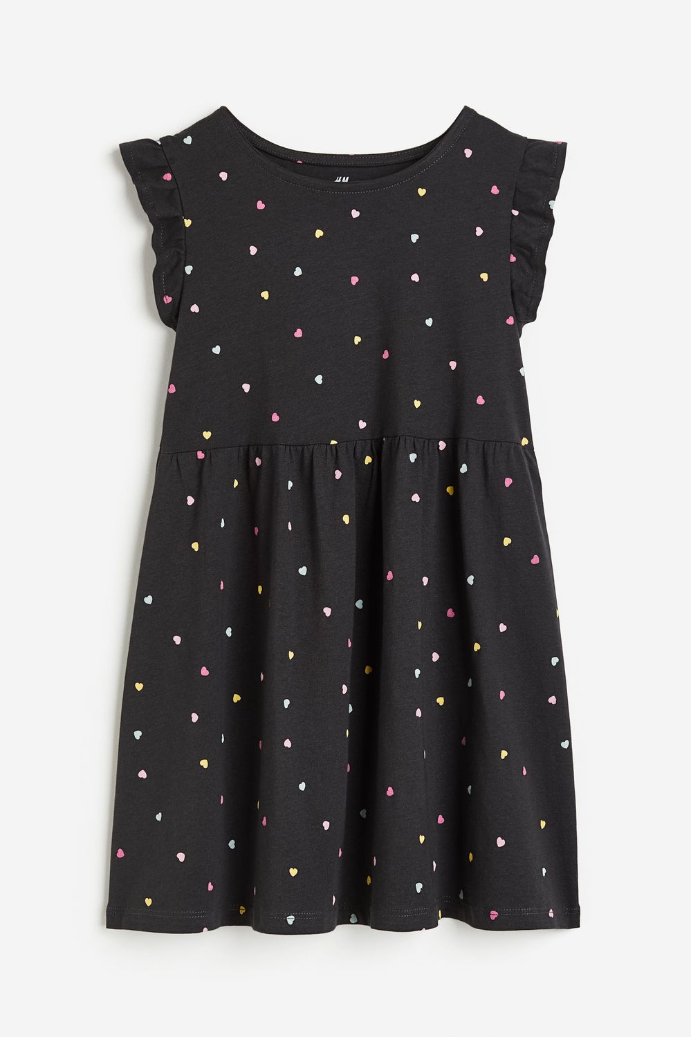 Cotton Jersey Dress- Dark Grey/Hearts