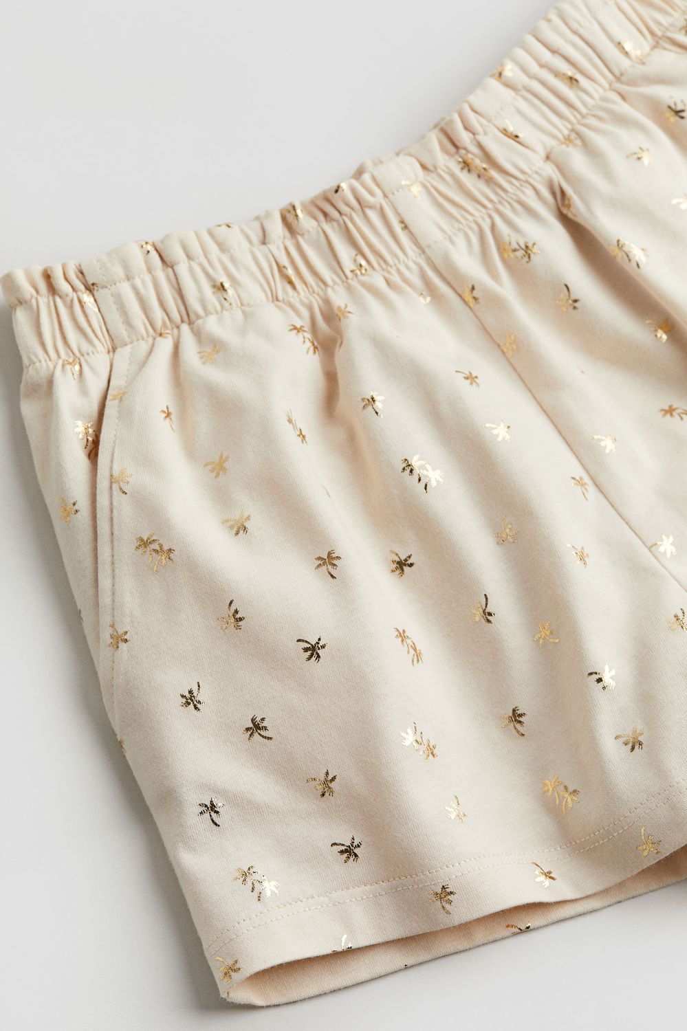 Patterned Paper-bag Shorts - Biege