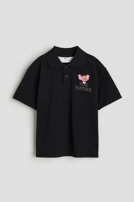 Cotton Pique Polo Shirt - Black Panther