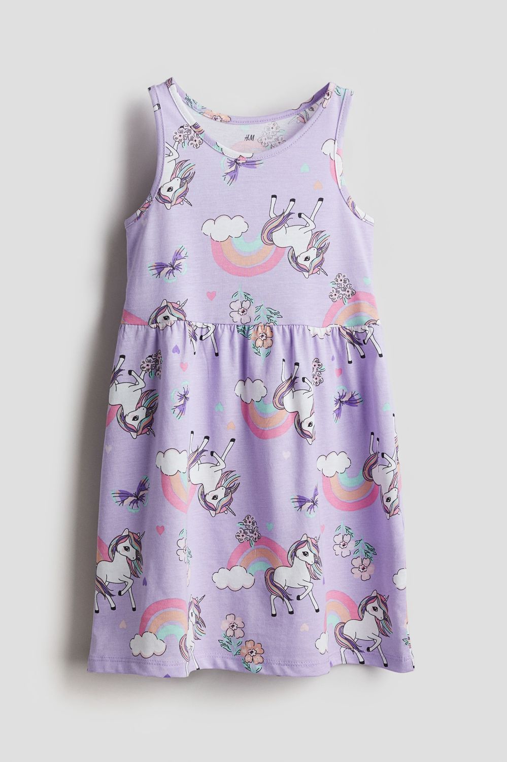 Ladybug Dress - Light purple/unicorns