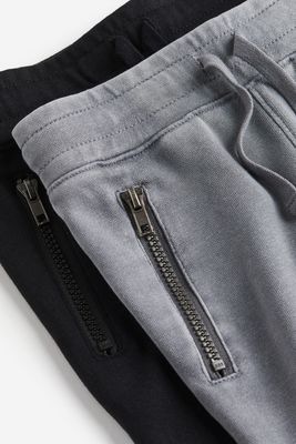 2 pack Biker Joggers - Black/washed grey