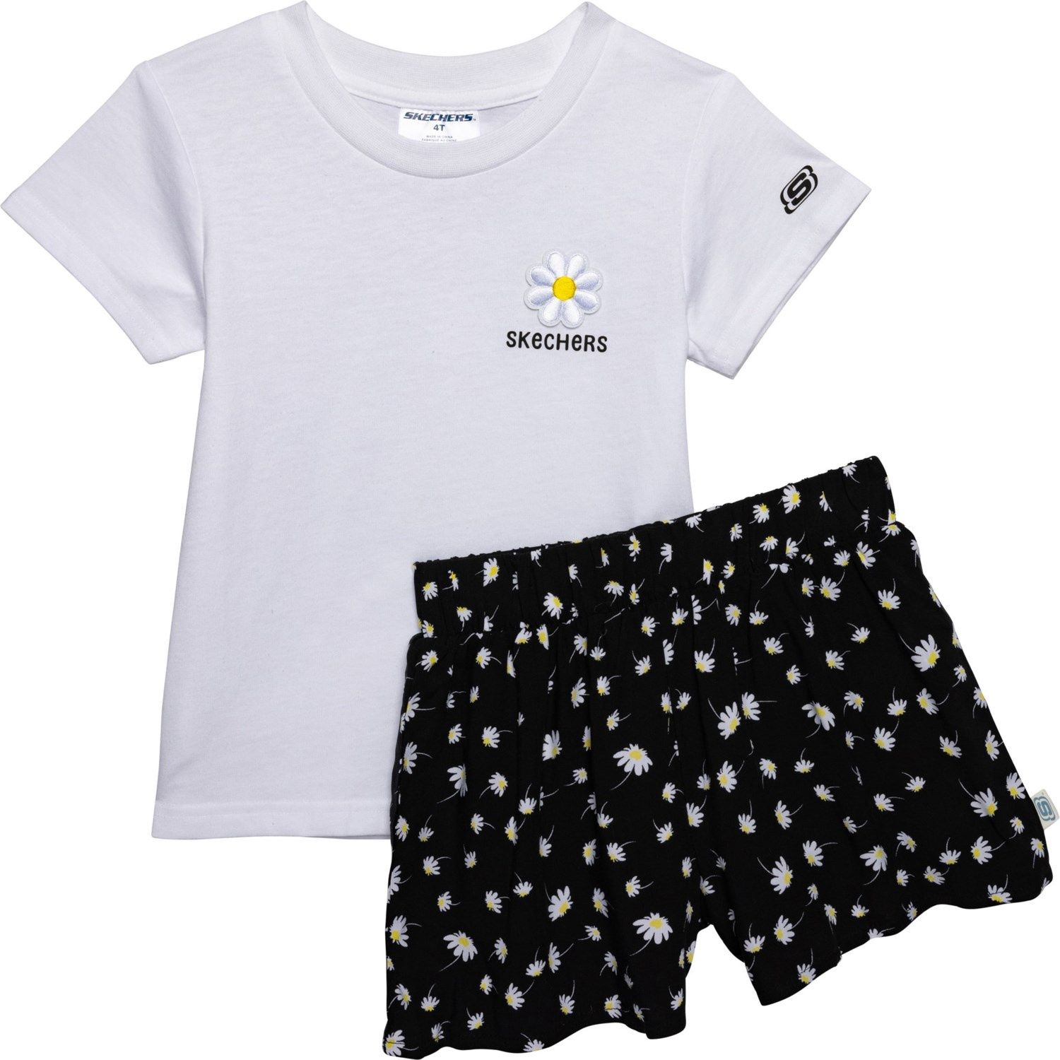 Skechers Toddler Girls Daisy Embroidered T-Shirt and Shorts Set - Short Sleeve