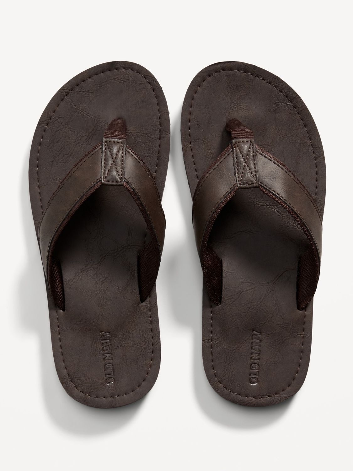 Faux-Leather Flip-Flop Sandals for Boys - Brown