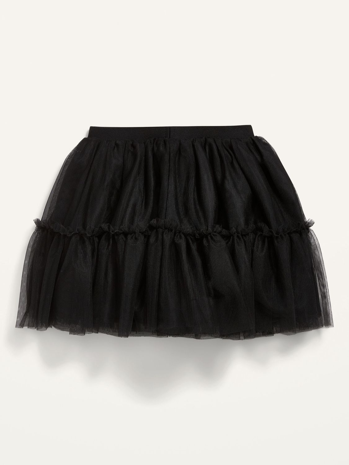 Ruffle-Tiered Tulle Tutu Skirt for Toddler Girls- Black