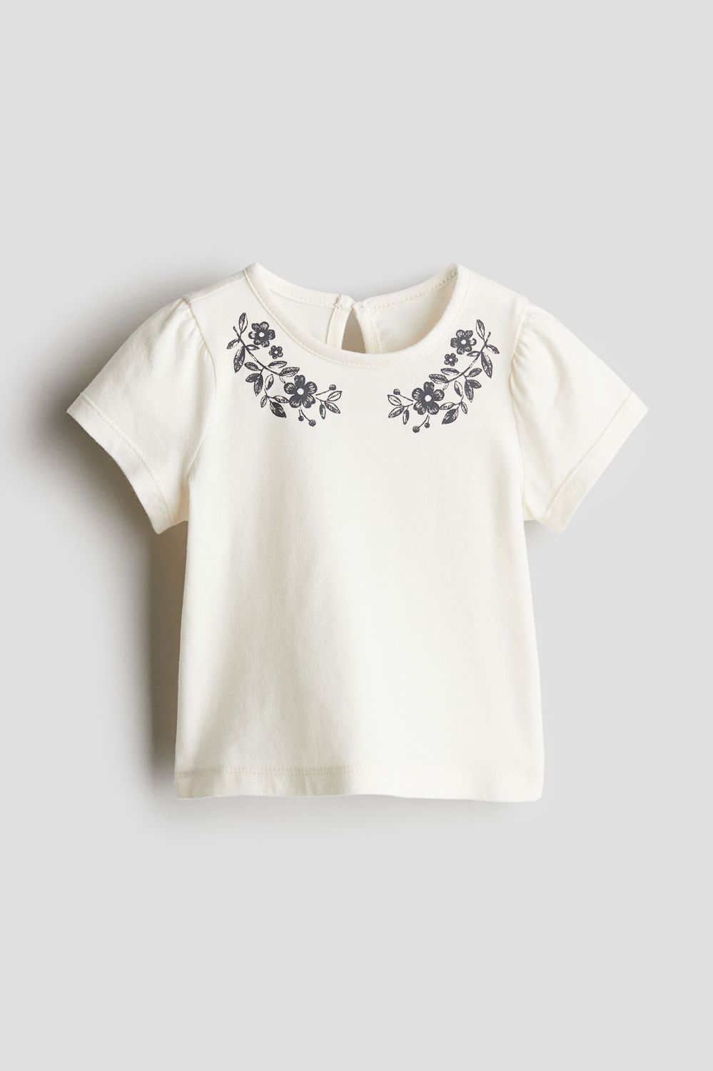 Printed Jersey Top - White flowers