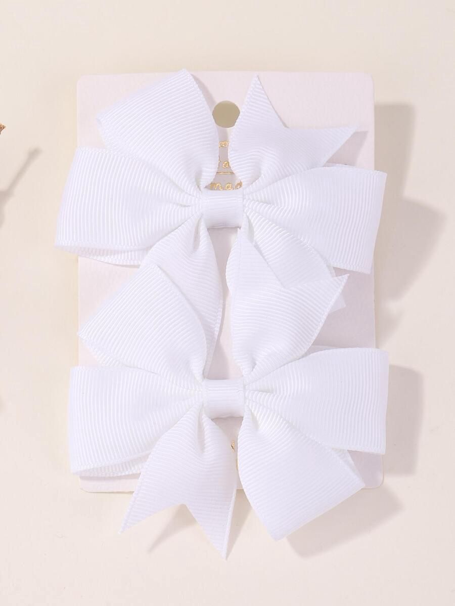 2pcs Children&#39;s Solid Color Bow-knot Decorated Hair Clips