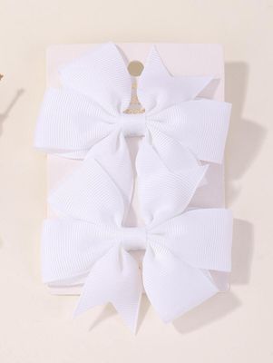 2pcs Children&#39;s Solid Color Bow-knot Decorated Hair Clips