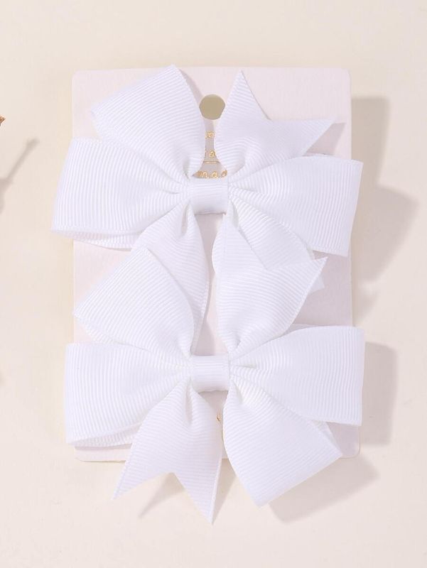 2pcs Children's Solid Color Bow-knot Decorated Hair Clips