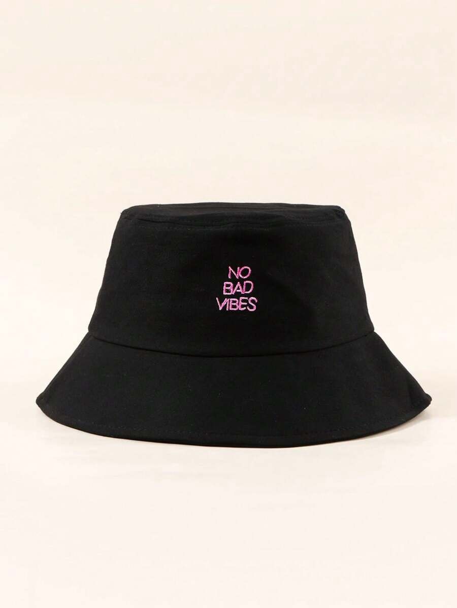 Embroidered NO BAD VIBES Bucket Hat