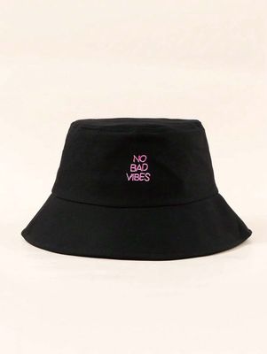Embroidered NO BAD VIBES Bucket Hat