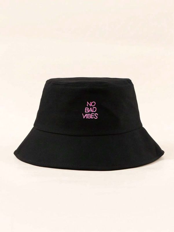 Embroidered NO BAD VIBES Bucket Hat