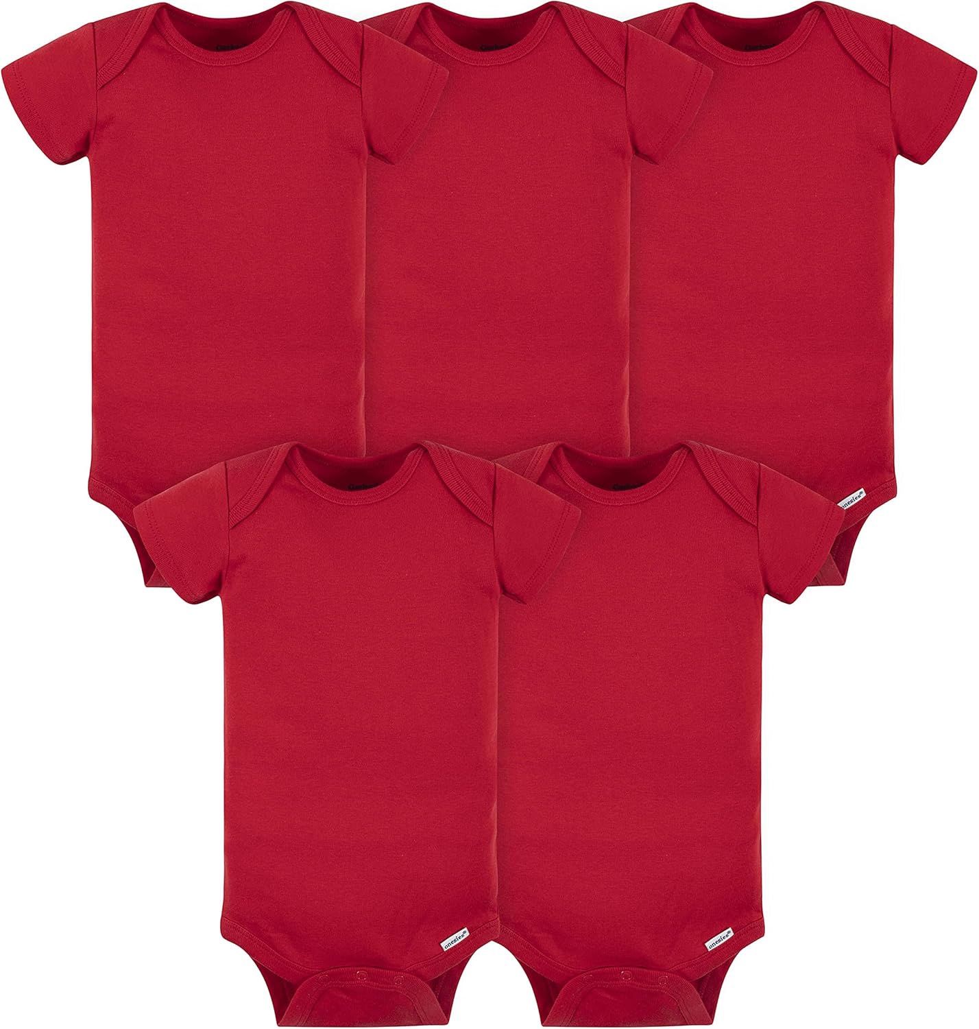 Gerber Baby Solid Onesies Bodysuits - Red