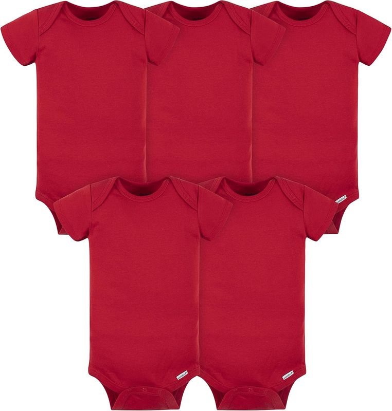Gerber Baby Solid Onesies Bodysuits - Red