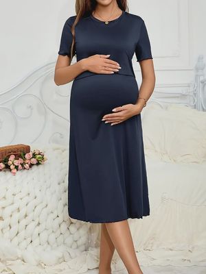 Comfortable Maternity Nightgown - Navy blue