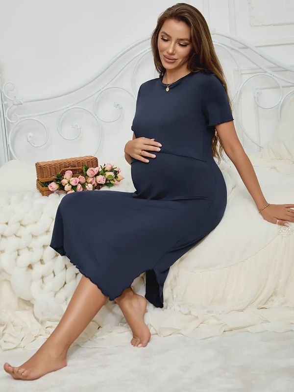 Comfortable Maternity Nightgown - Navy blue