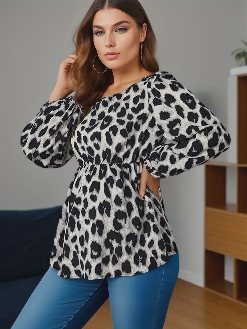 Maternity Leopard Print Shirt, Size: Lg