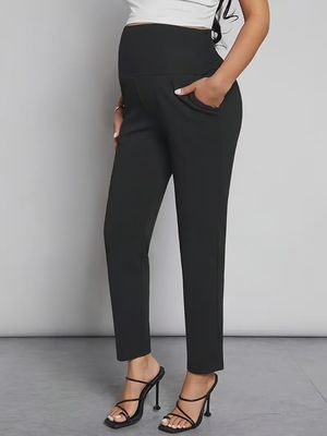 Maternity Wide Waistband Adjustable Waist Solid Pants