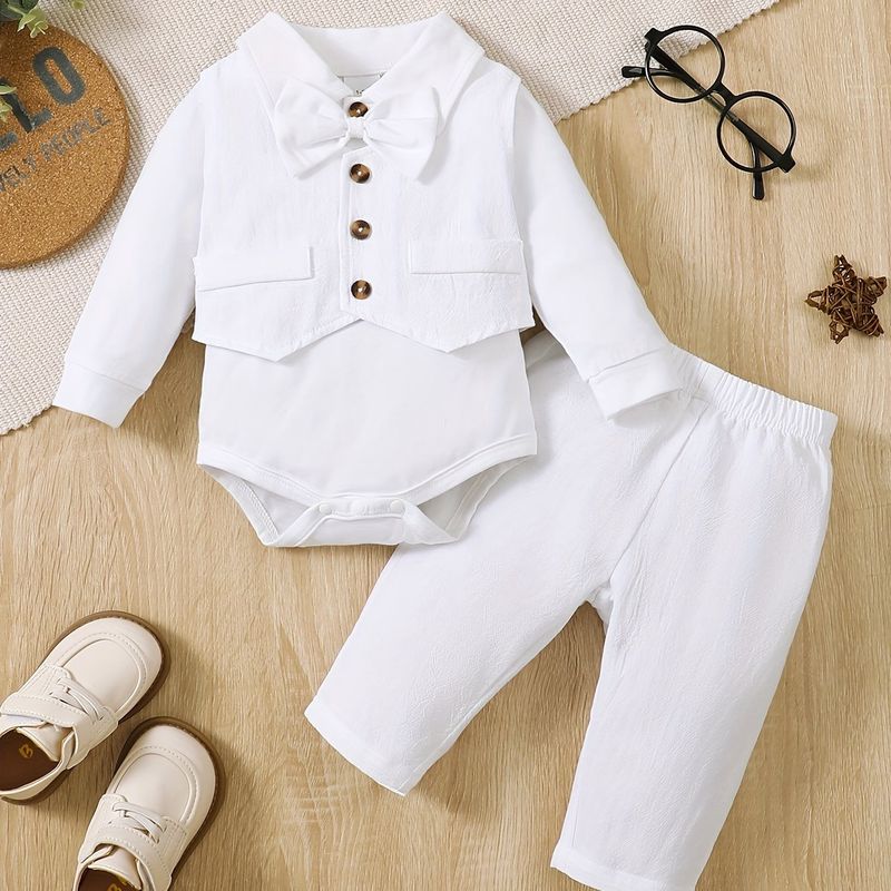 Formal White Cotton Bodysuit - Christening White