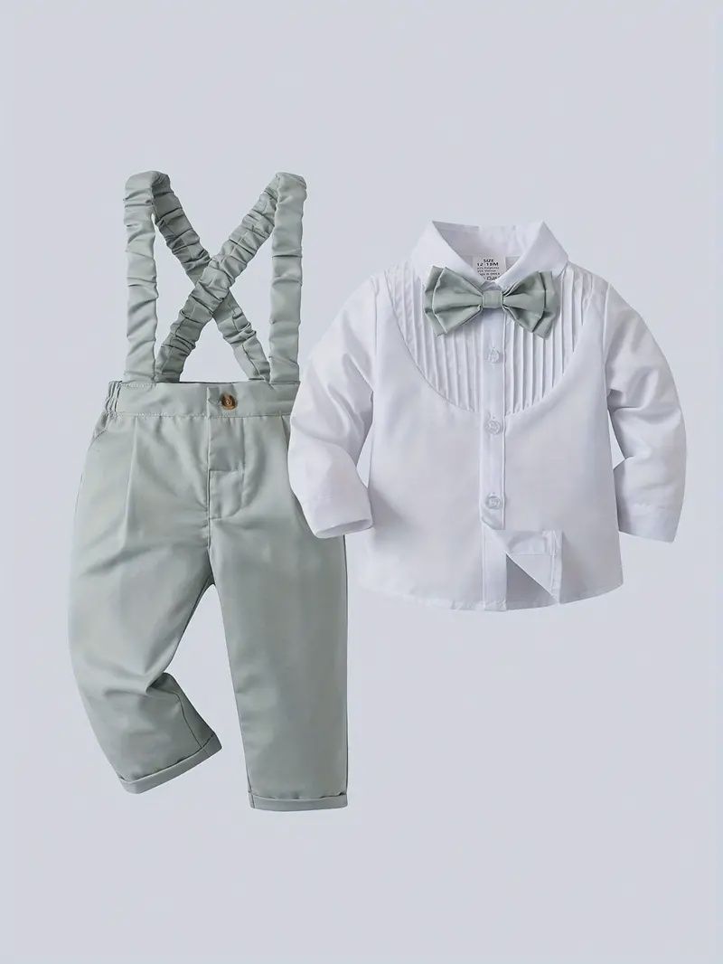 2-Piece Little Gentleman&#39;s Outfit- Christening Green/White, Size: 3-6M