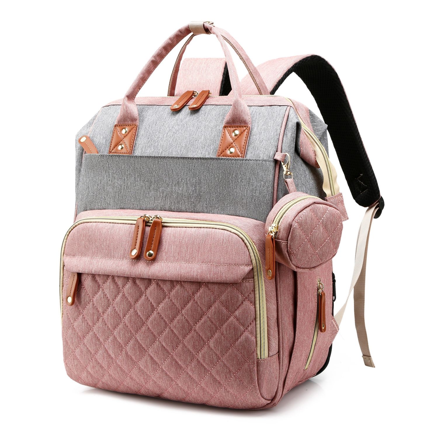 Diaper Bag Backpack - Pink/Grey