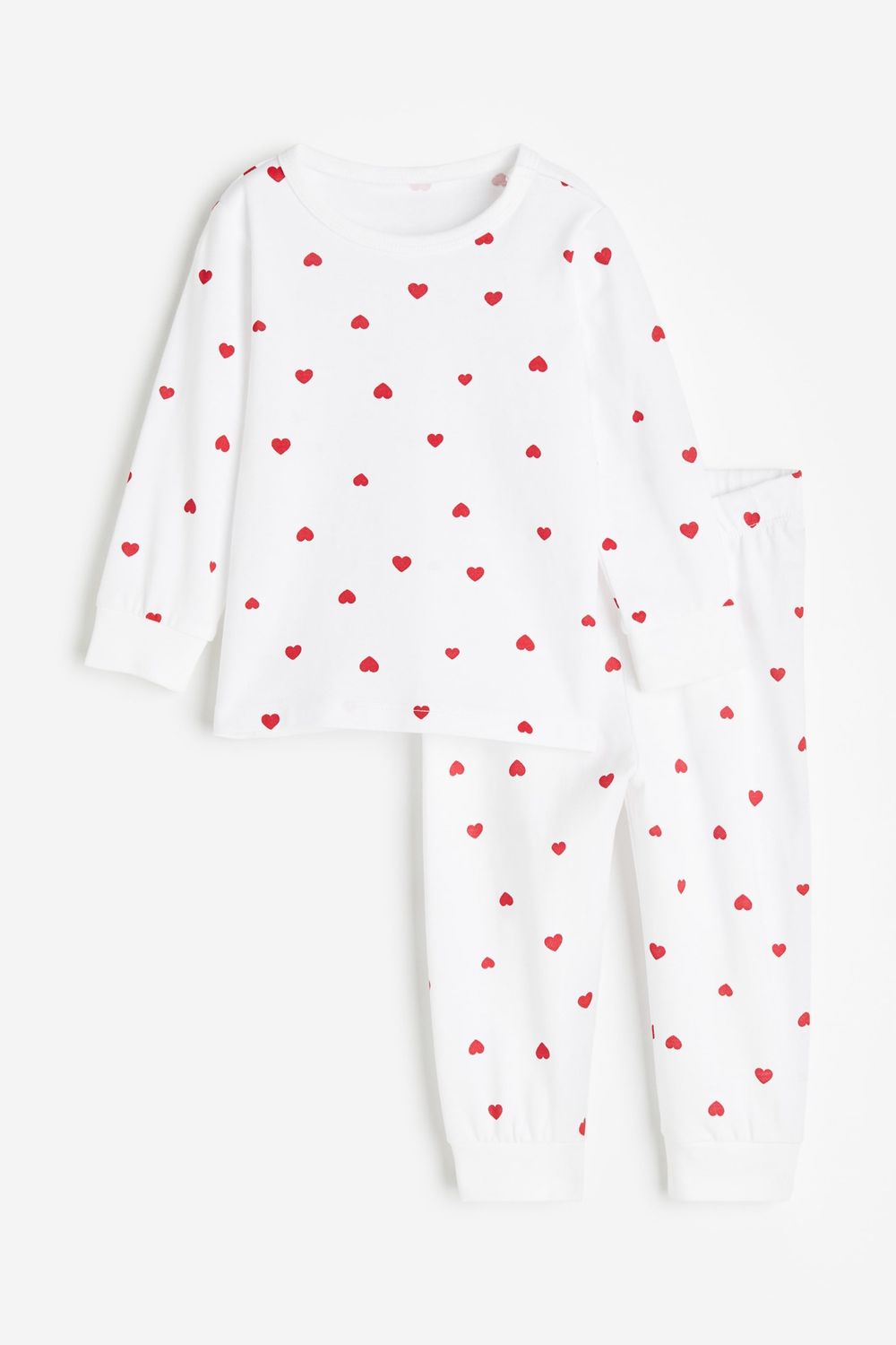 Printed Cotton Pajamas - Red Hearts, Size: 6-9M
