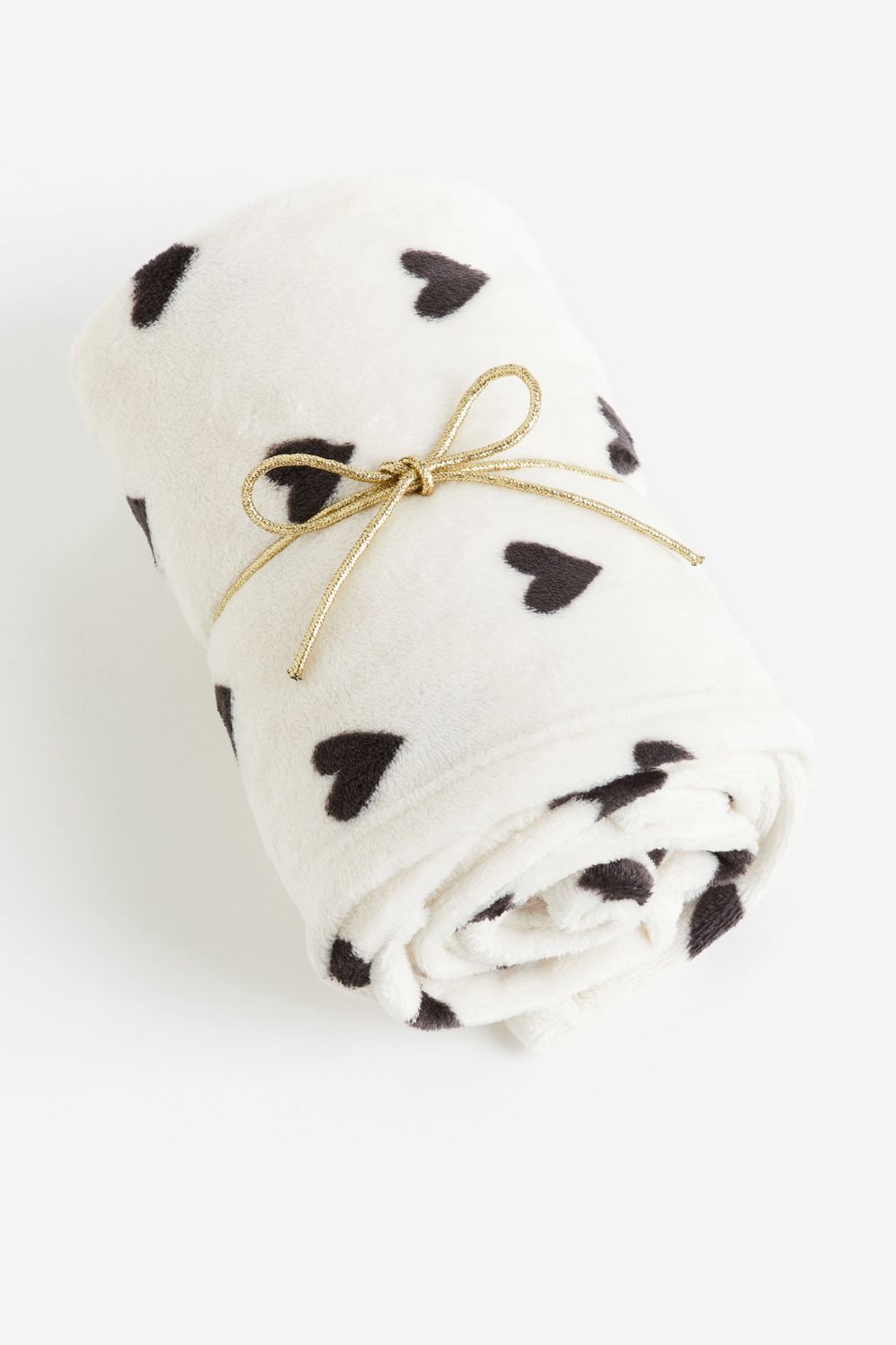 Patterned Fleece Throw - Black Hearts
