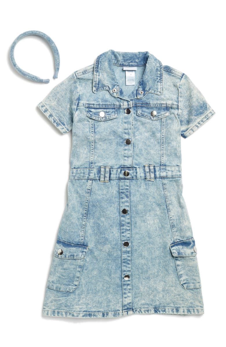 Rachel Zoe Kids&#39; Denim Cargo Dress &amp; Headband Set (Big Kid), Size: 8