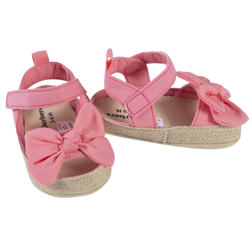 Baby Girls Coral Pink Espadrille Sandal, Size: 3-6M