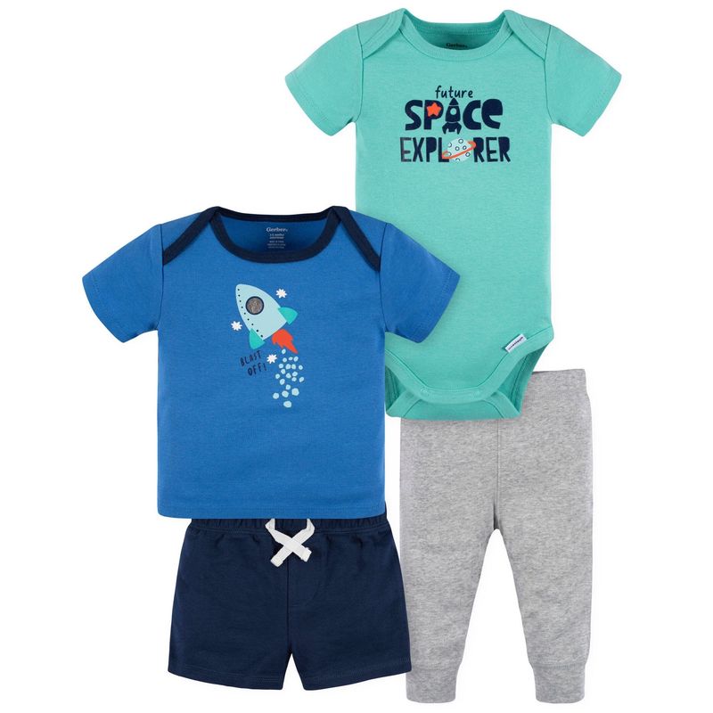 4-Piece Baby Boys Future Space Explorer Onesies® Bodysuit, Tee, Shorts &amp; Pant Set