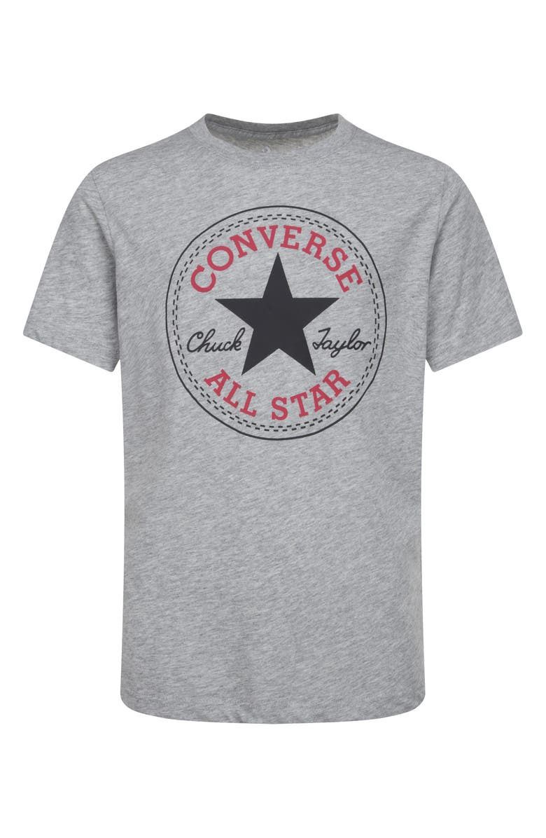 Converse Kids&#39; Chuck Core Patch Graphic T-Shirt (Big Kid), Color: DARK GREY HEATHER, Size: S (8)