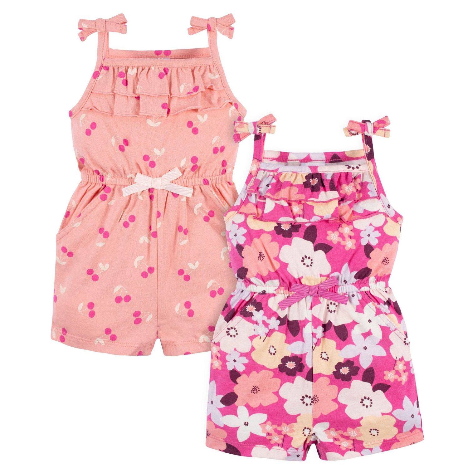 2-Pack Baby &amp; Toddler Girls Cherry Blossom Tank Rompers, Size: 3-6M