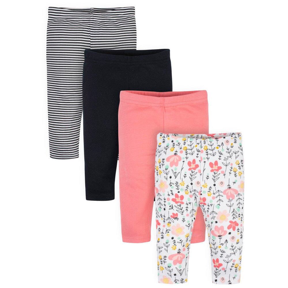 4-Pack Baby Girls Garden Floral Pants, Size: 6-9M