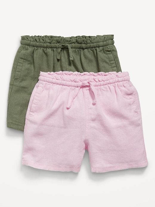 Linen-Blend Pull-On Shorts 2-Pack for Toddler Girls