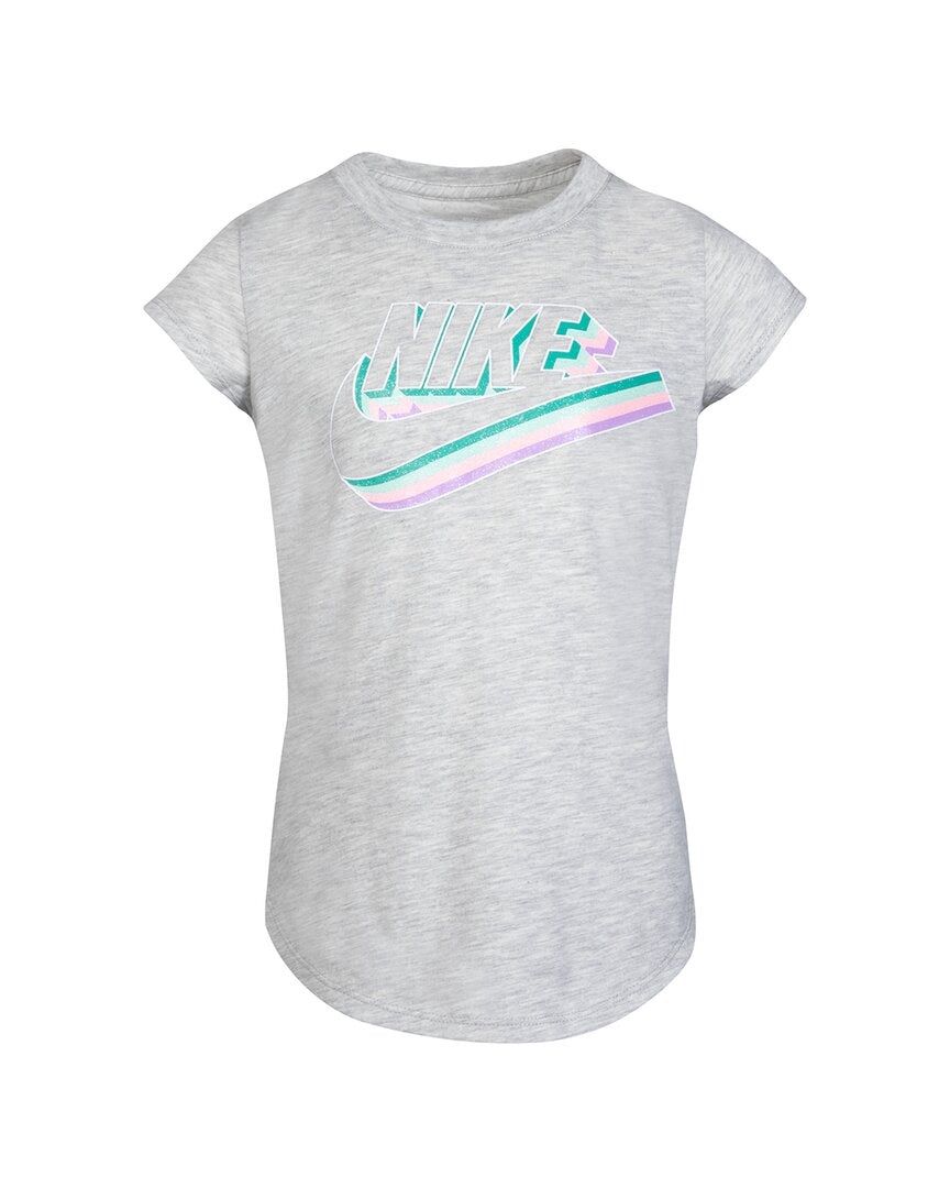 Nike Striped Logo T-shirt - Grey, Size: 3T