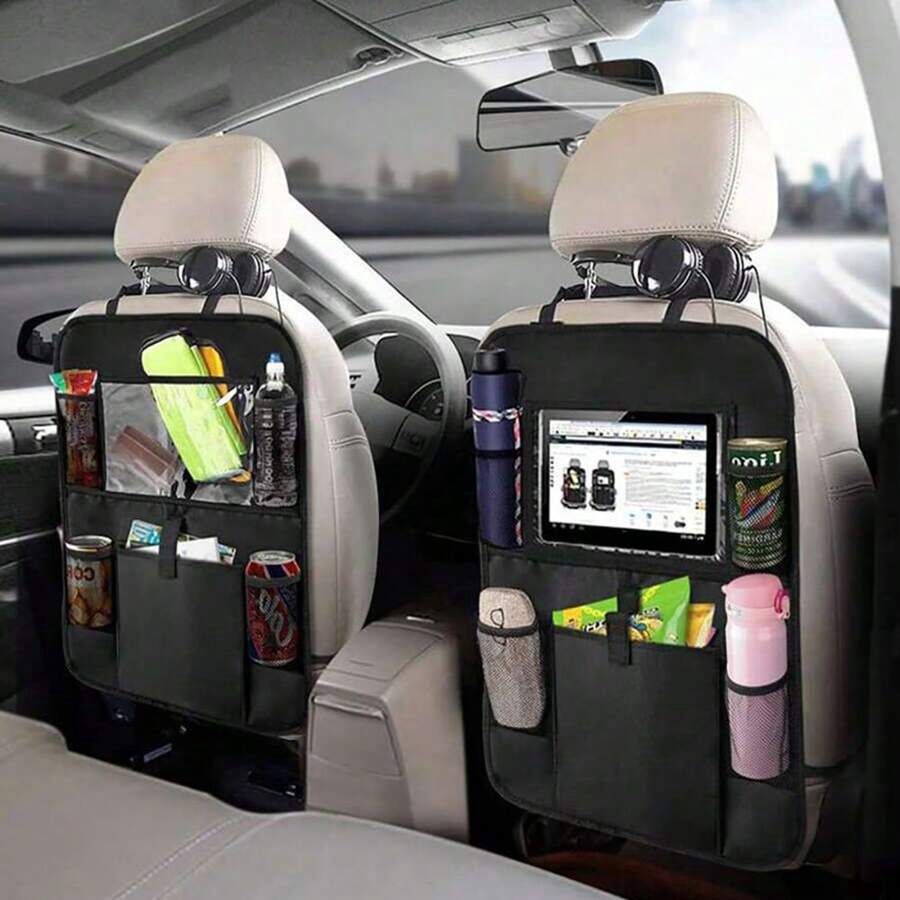 1pc Car Seat Back Organizer Large Capacity Storage Bag For Car Seat Back Kick Mat Protector