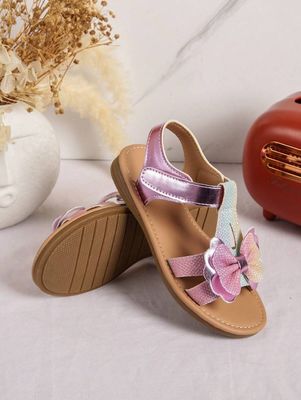 1pair Girls' Cute Colorful Flat Casual Sandals