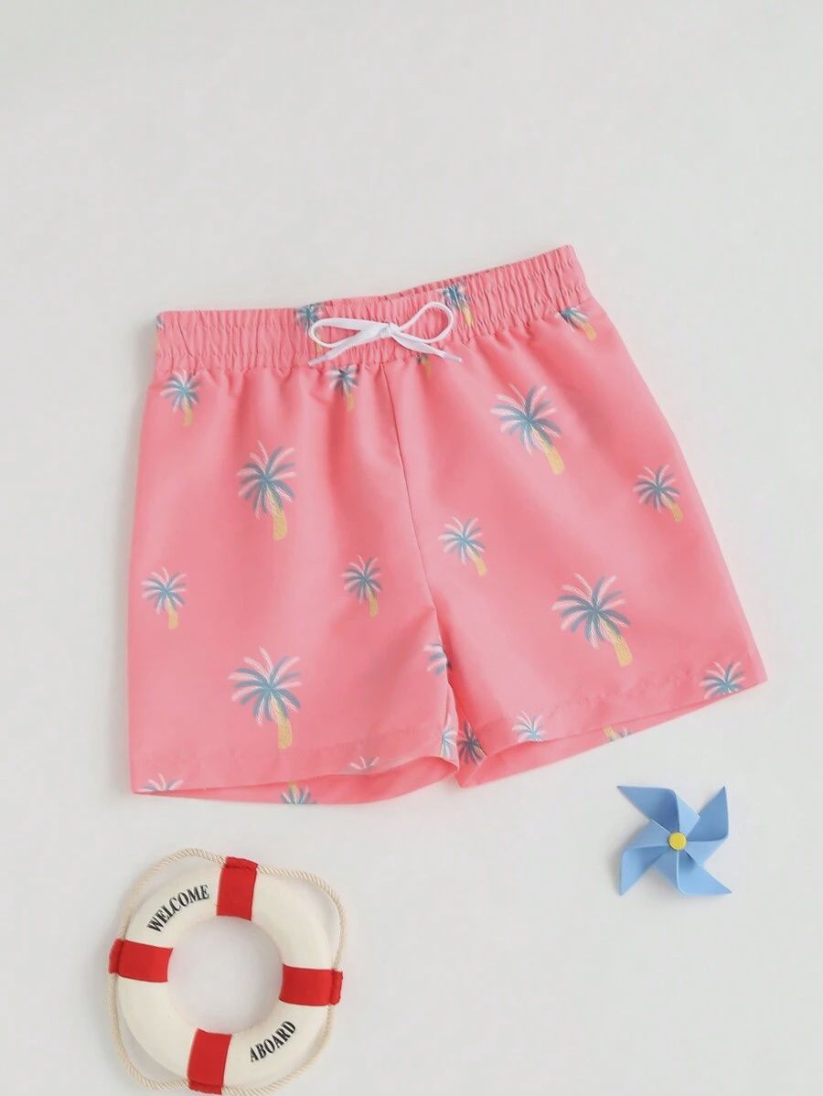 Young Boy Coconut Tree Print Swim Shorts, Size: 5-6 yrs