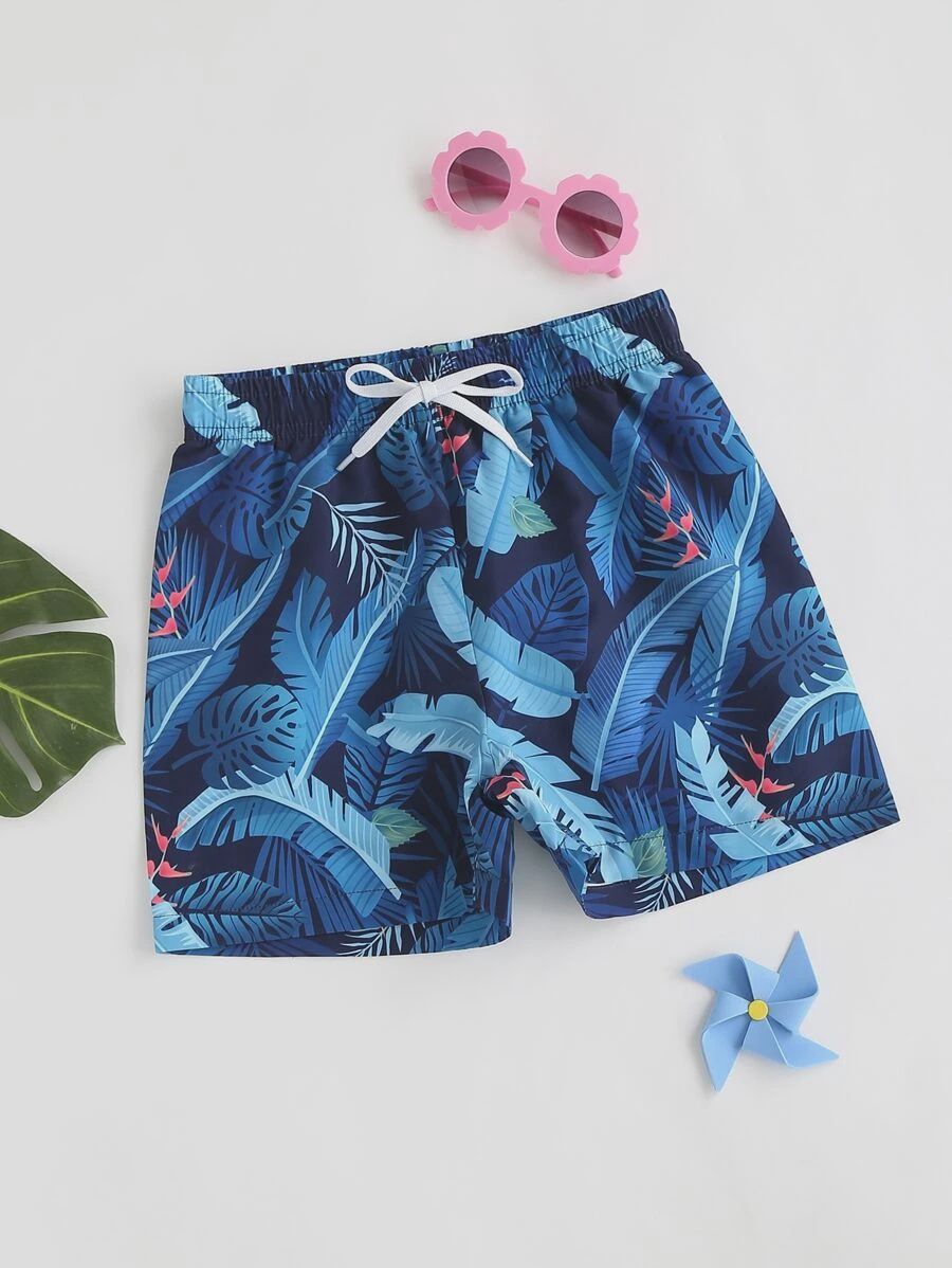 Tween Boy Leaf Print Swim Shorts, Size: 11-12 yrs