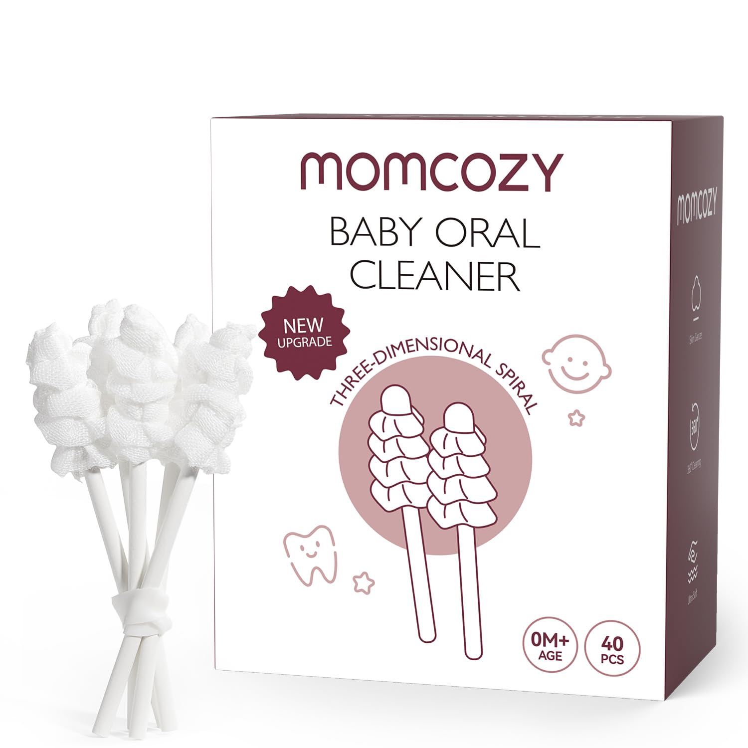 Momcozy Baby Tongue Cleaner Gauze, Baby Toothbrush Disposable Oral Cleaner, Toddler , 40 Count