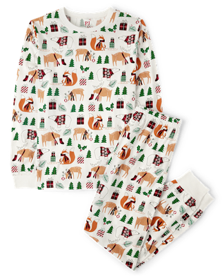 Unisex Baby And Toddler Matching Family Animal Snug Fit Cotton Pajamas - white