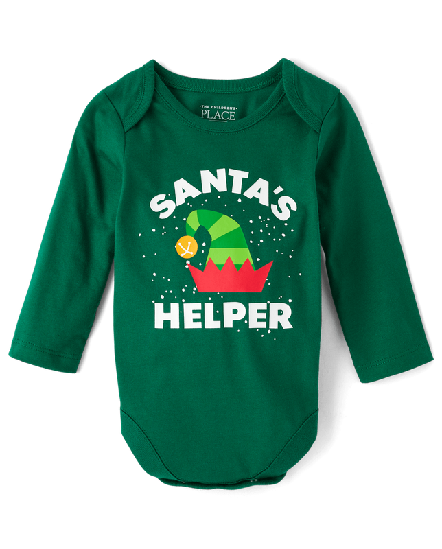 Baby Boys Santa's Helper Graphic Bodysuit - green