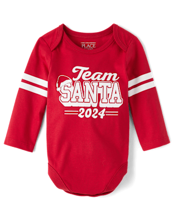 Unisex Baby Matching Family Team Santa 2024 Graphic Bodysuit - red, Size: 0-3M