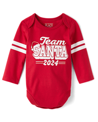 Unisex Baby Matching Family Team Santa 2024 Graphic Bodysuit - red