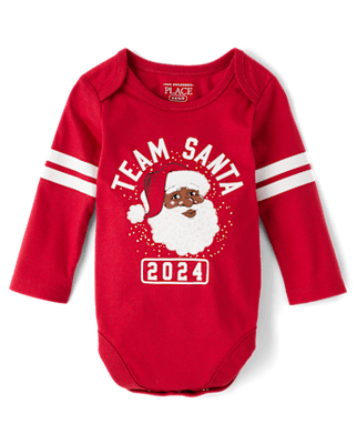 Unisex Baby Matching Family Team Santa Face 2024 Graphic Bodysuit - red